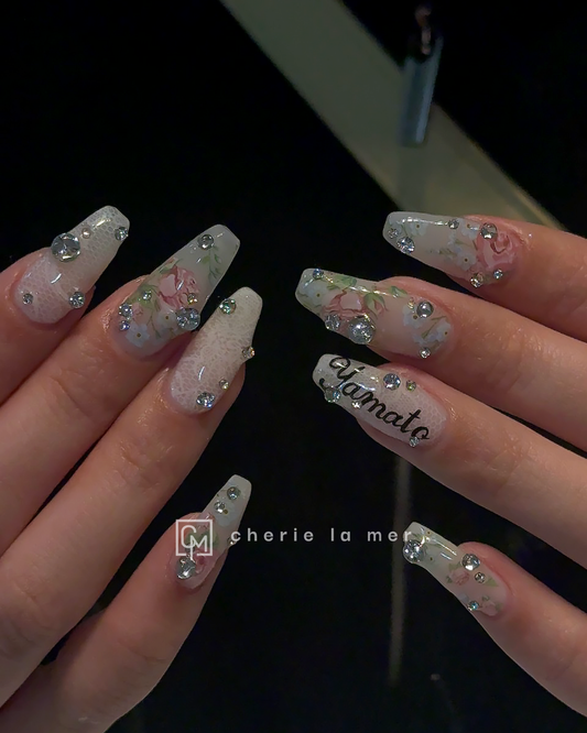 #030 White Lace Floral Stone Lettering