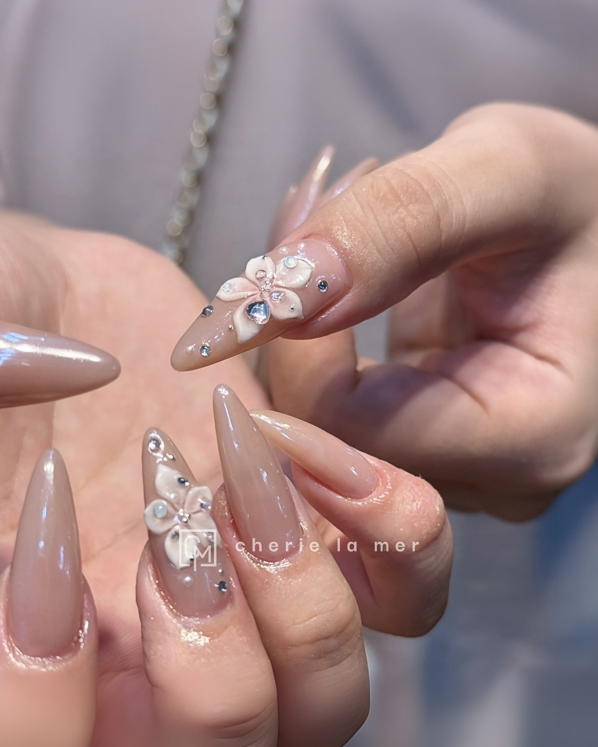 #006 Nude Beige 3D Flower Bijou