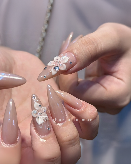 #006 Nude Beige 3D Flower Bijou