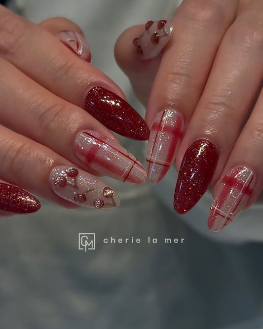 #061 Bordeaux Check Cherry Glitter