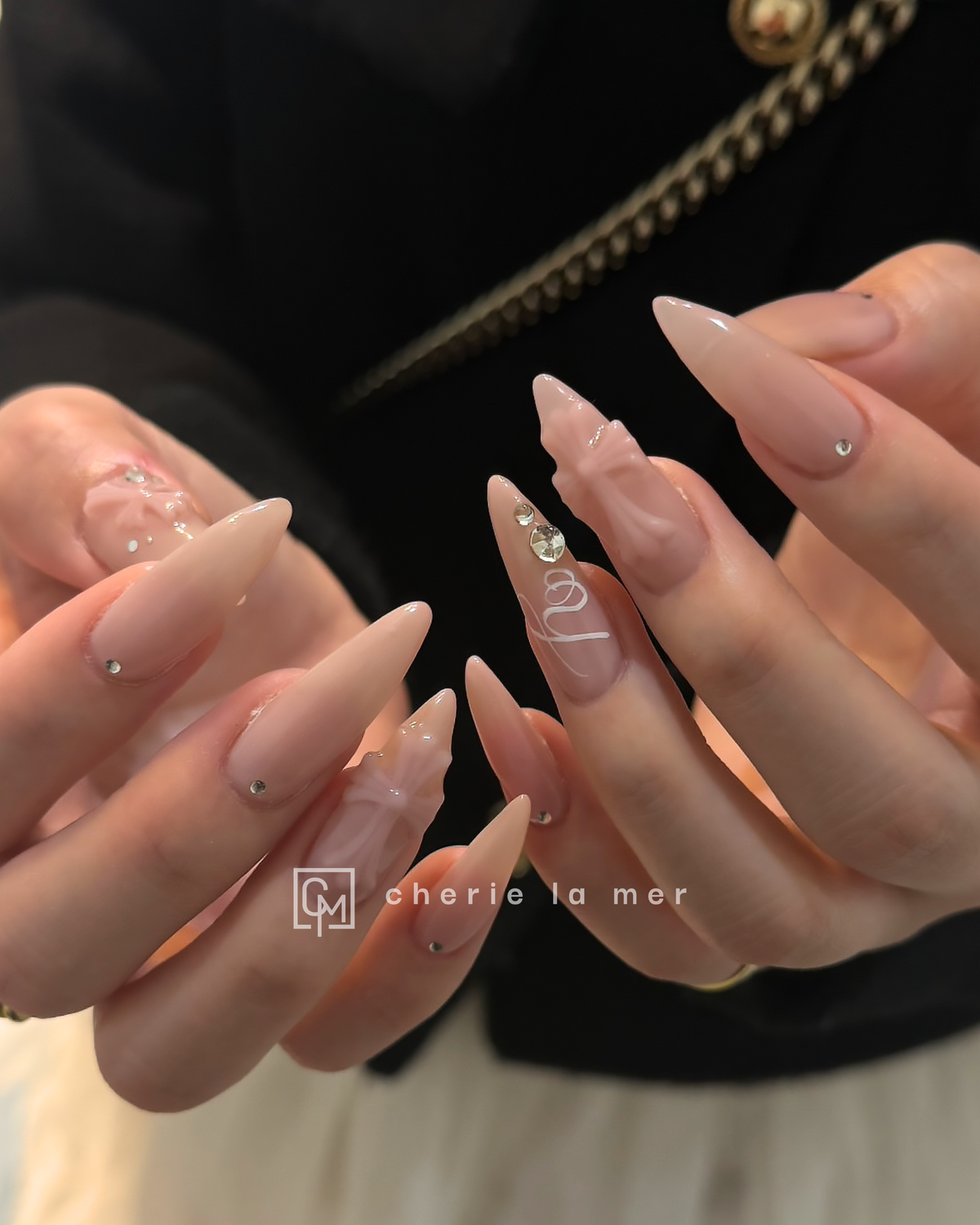 #007 Nude Pink Ribbon Lettering Stone